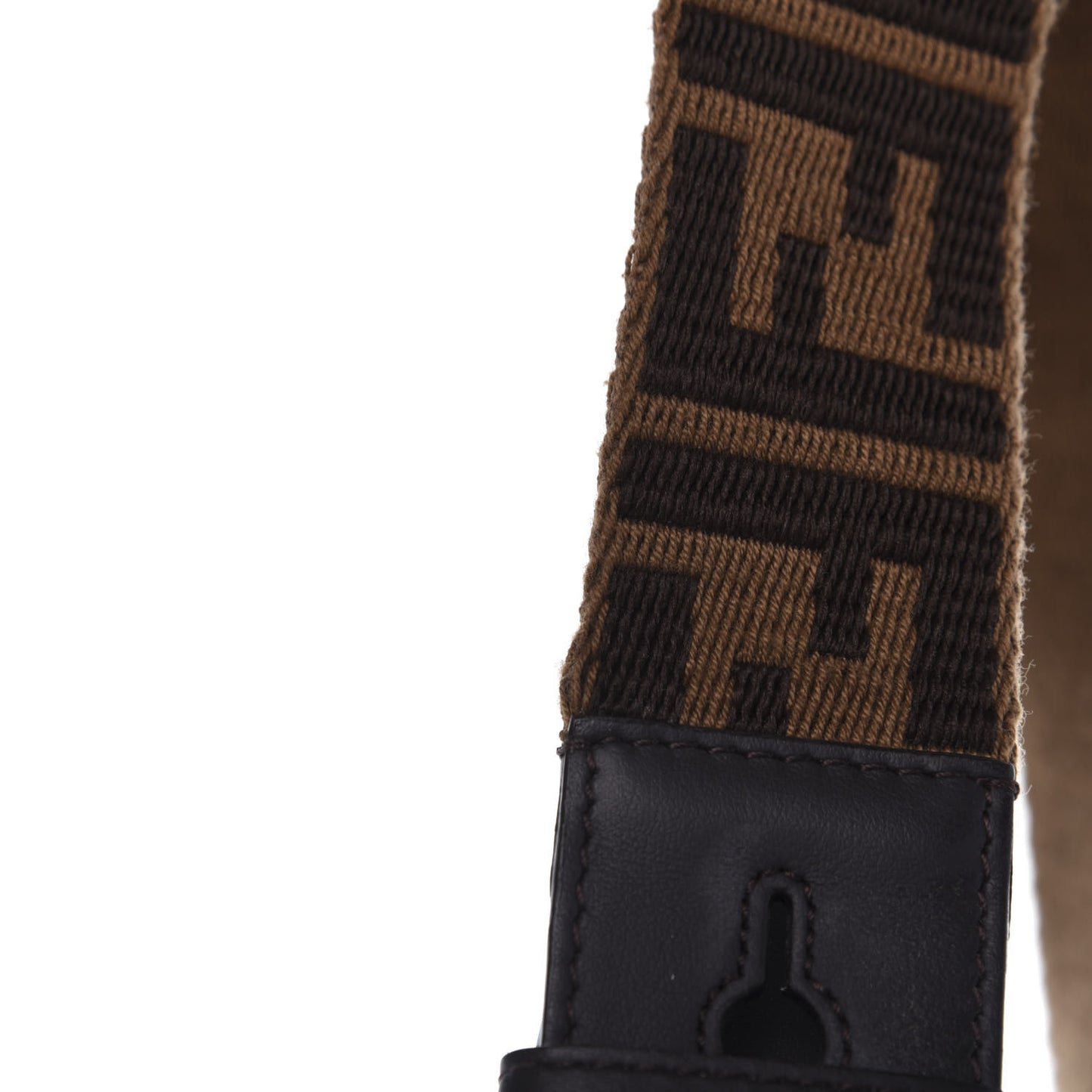 Ribbon Vitello Century FF 1974 Flat Studded Strap You Fango Marrone Ebano