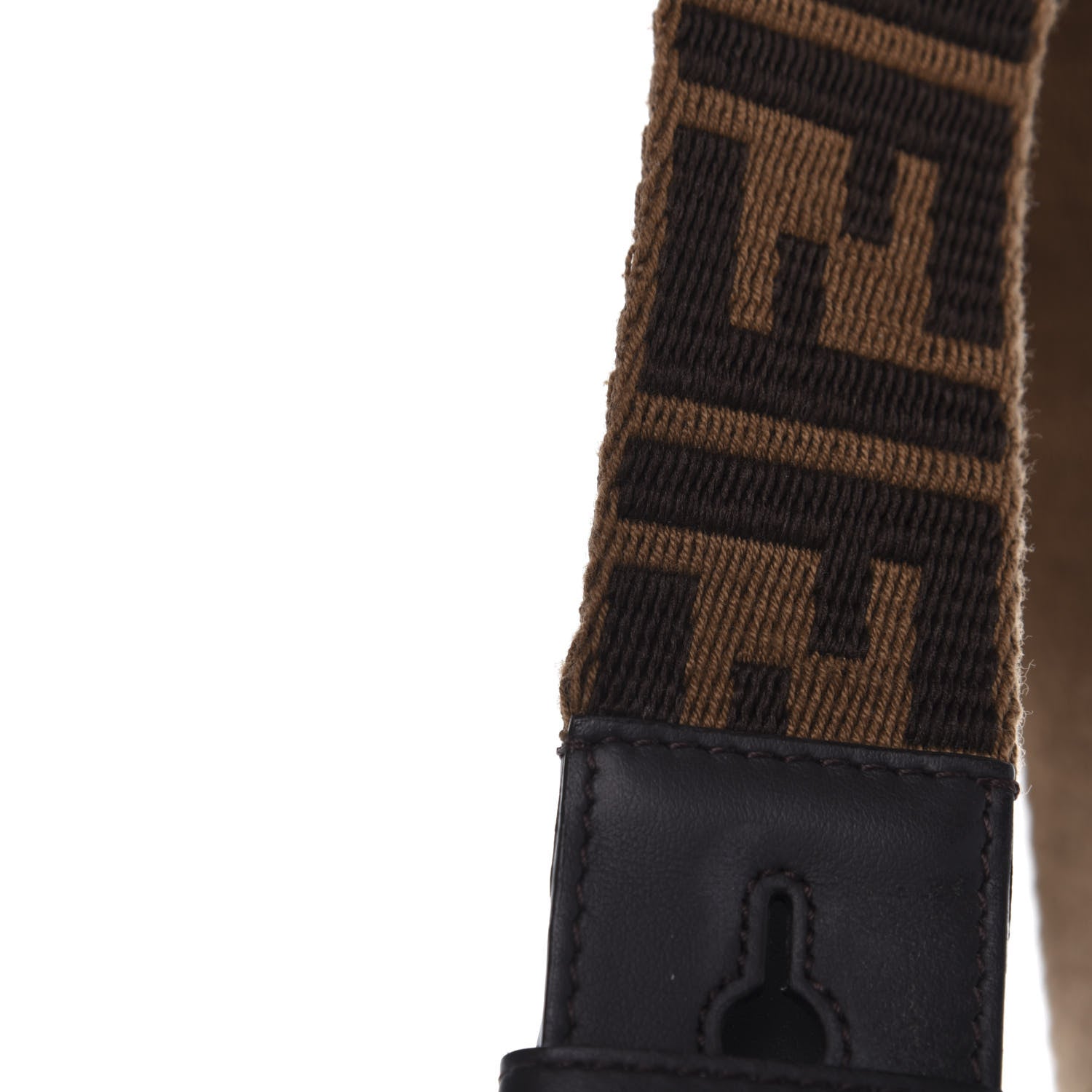 Fendi Ribbon Vitello Century FF 1974 Flat Studded Strap You Fango Marrone Ebano 7 of 7