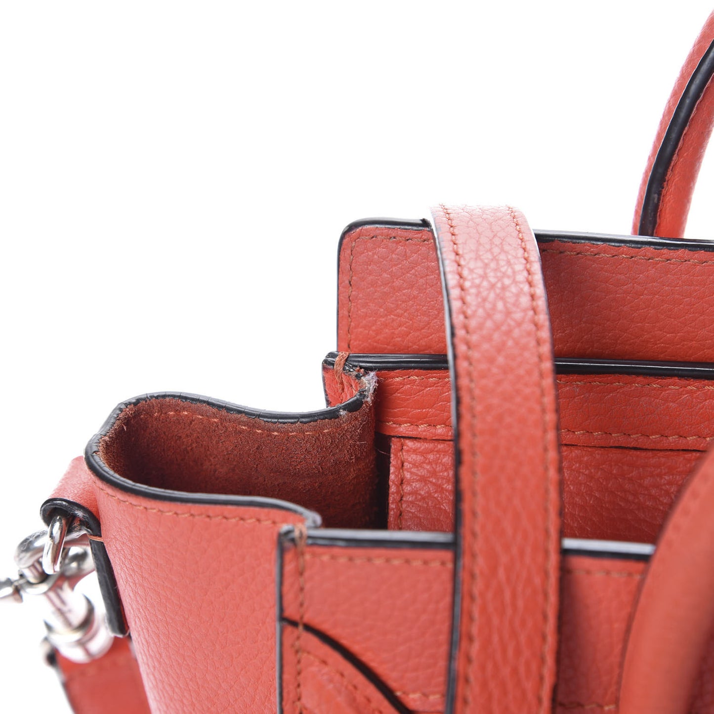 Drummed Calfskin Nano Luggage Vermillion