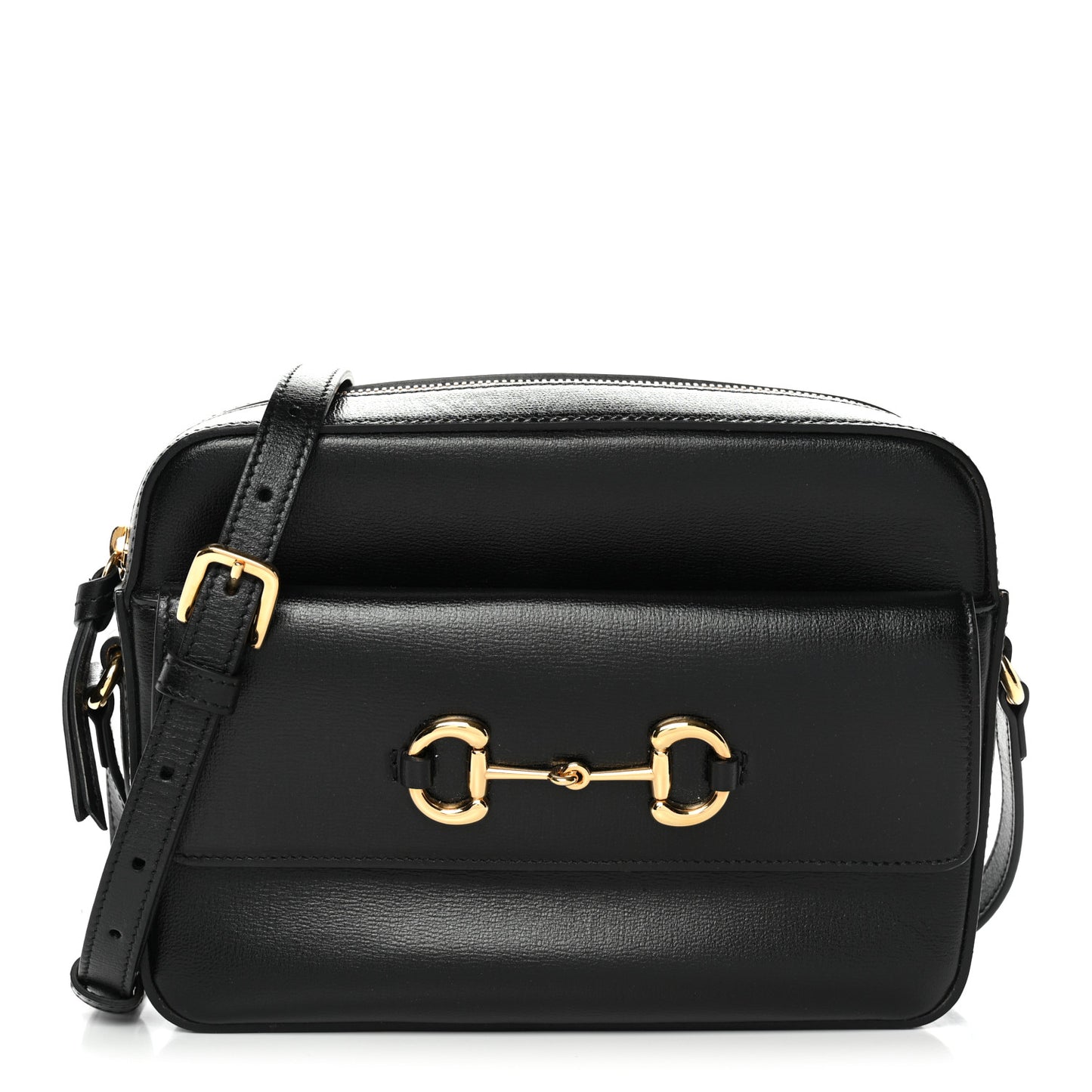 Textured Calfskin Small Horsebit 1955 Shoulder Bag Black