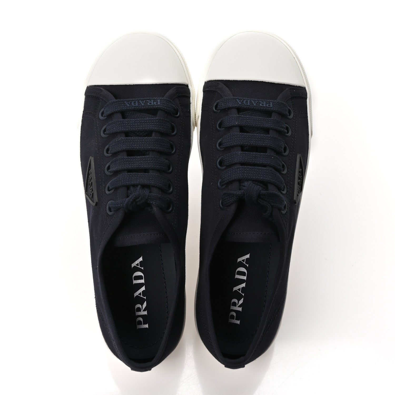 Prada Drill Nylon Triangle Logo Sneakers 41 Navy 2 of 9