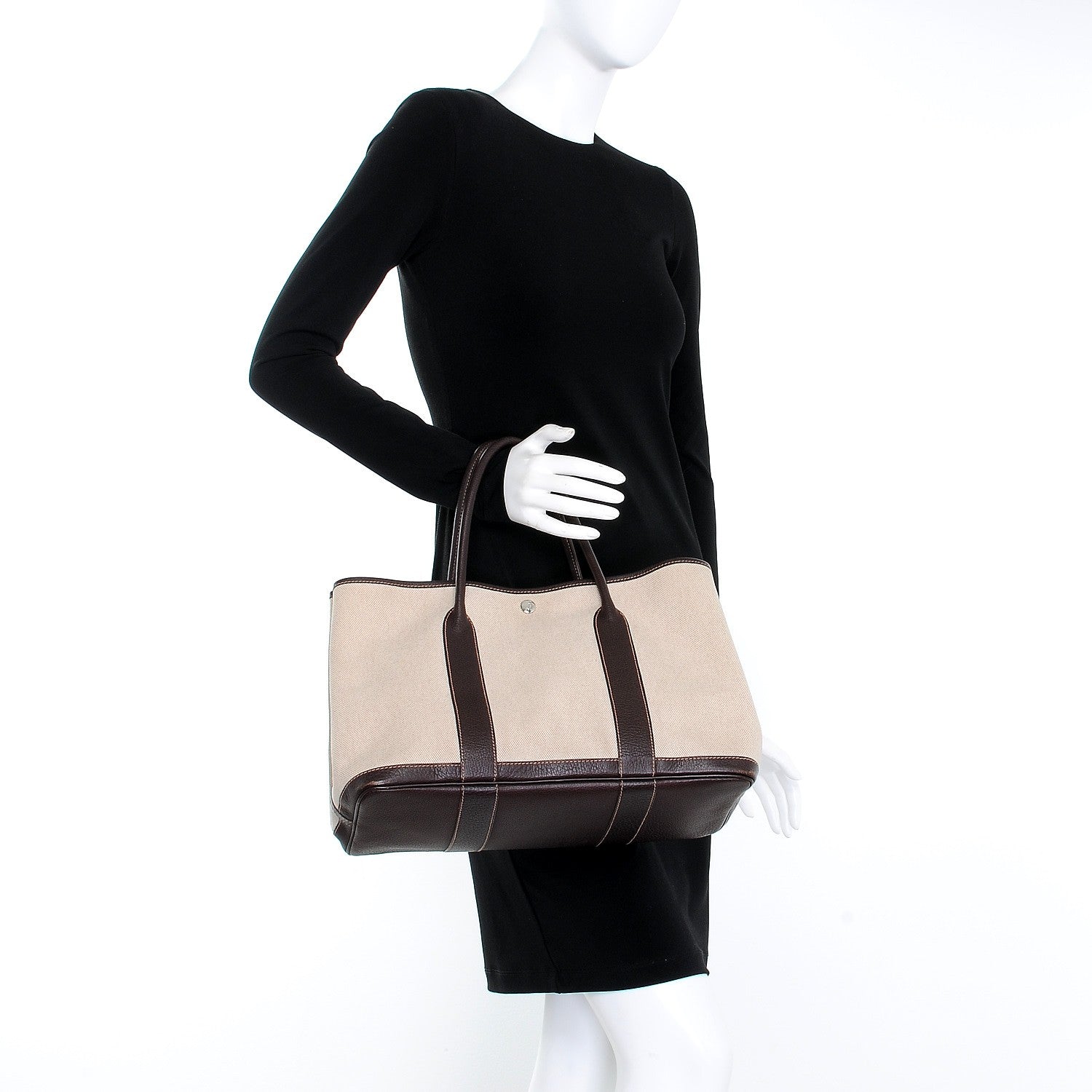 Hermes Buffle Skipper Toile Garden Party 36 MM Tote Marron Fonce 2 of 13