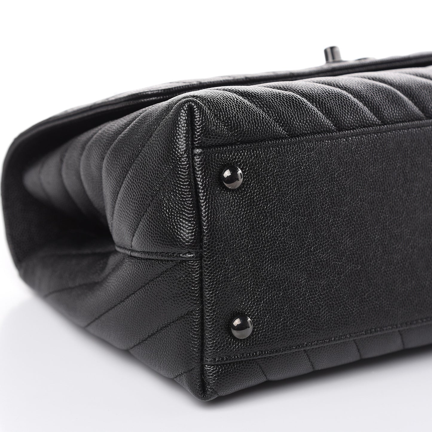 Caviar Chevron Quilted Small Coco Handle Flap So Black