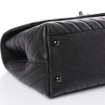 Chanel Caviar Chevron Quilted Small Coco Handle Flap So Black 9 of 10