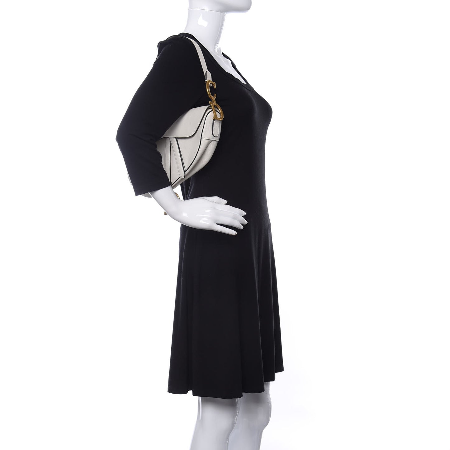 Grained Calfskin Saddle Bag White