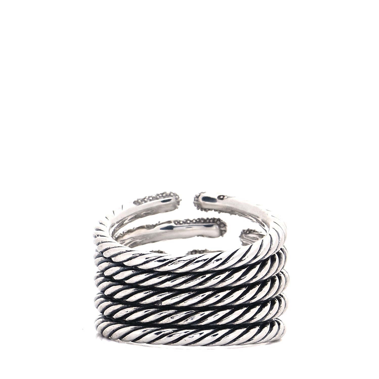 David Yurman Sterling Silver Diamond Willow Five Row Ring 57 8 3 of 5