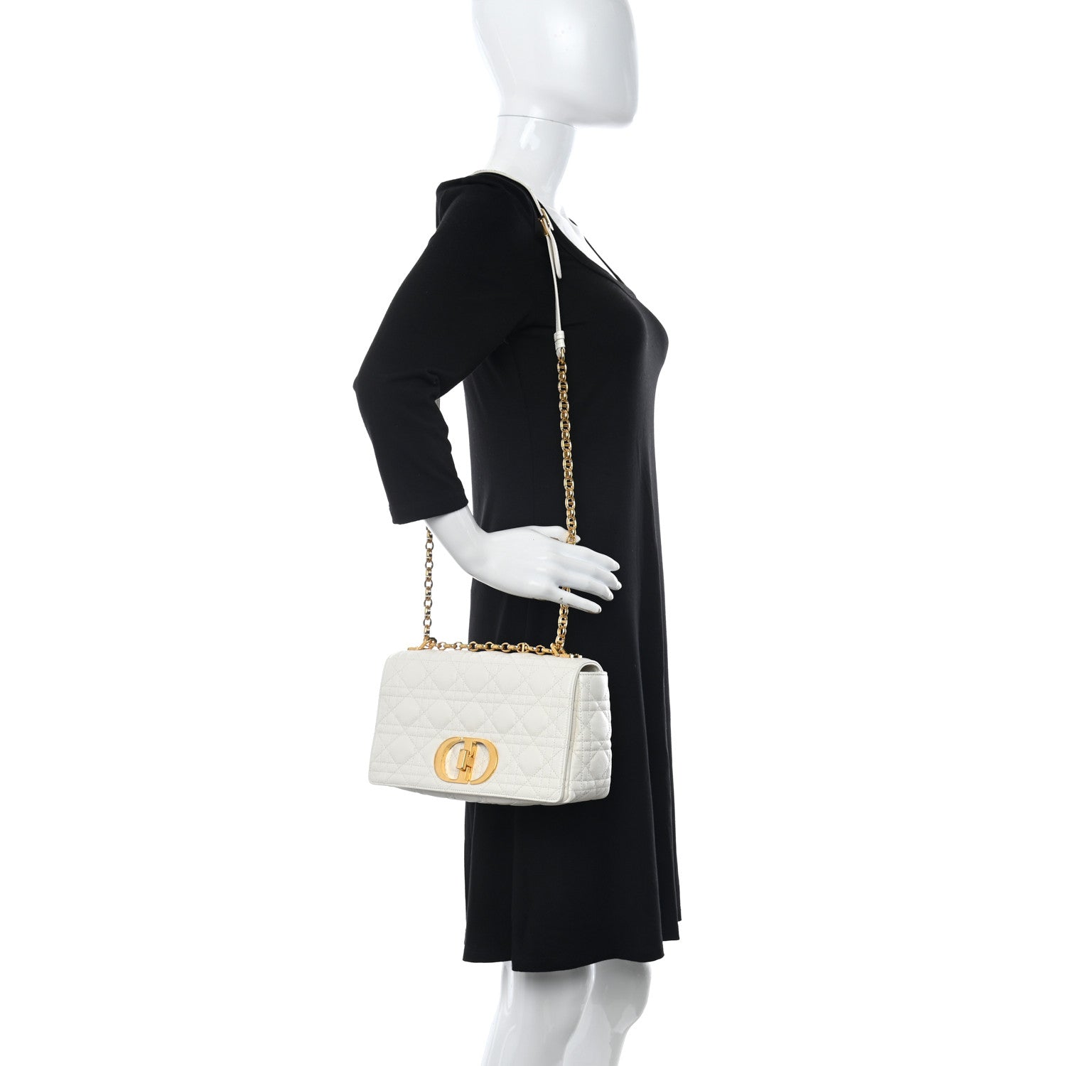 Christian Dior Supple Calfskin Cannage Medium Caro Bag Ivory 2 of 10