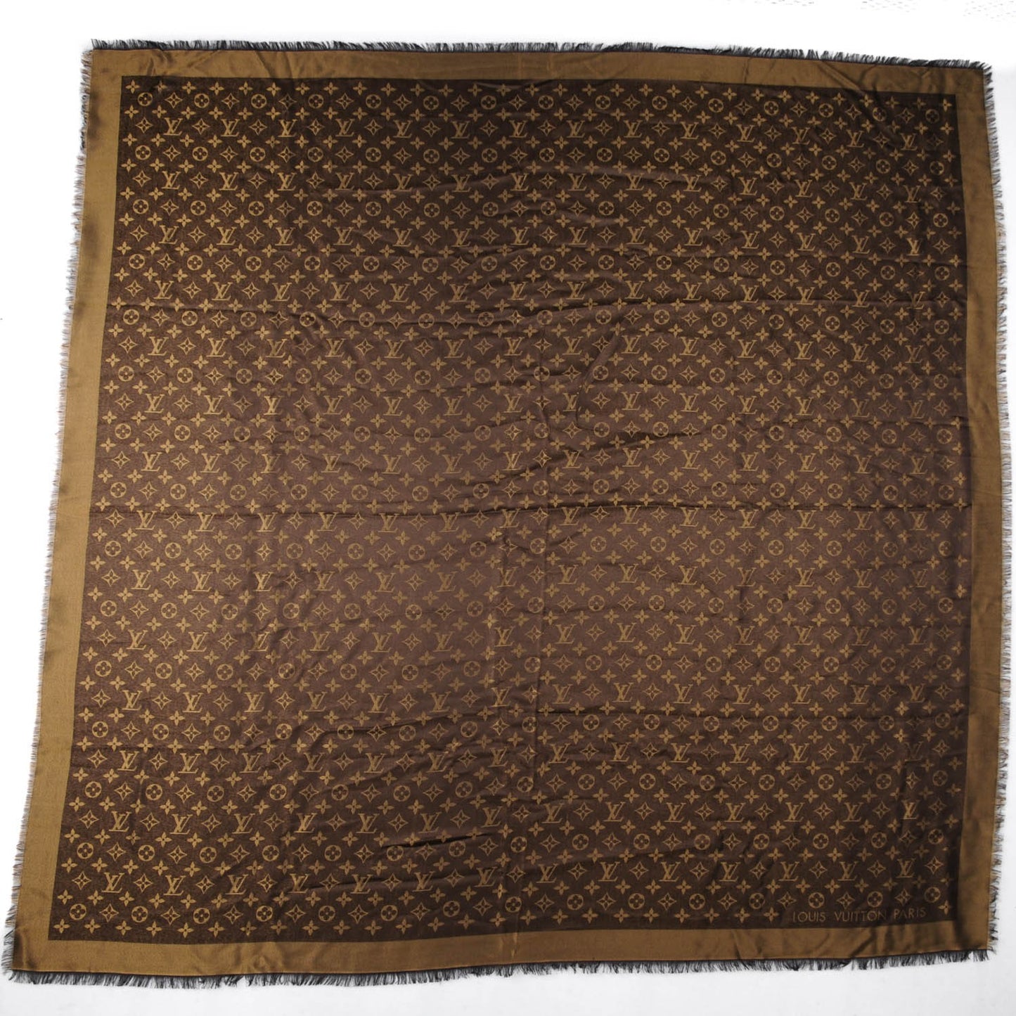 Silk Lurex Wool Monogram Shine Shawl Marron