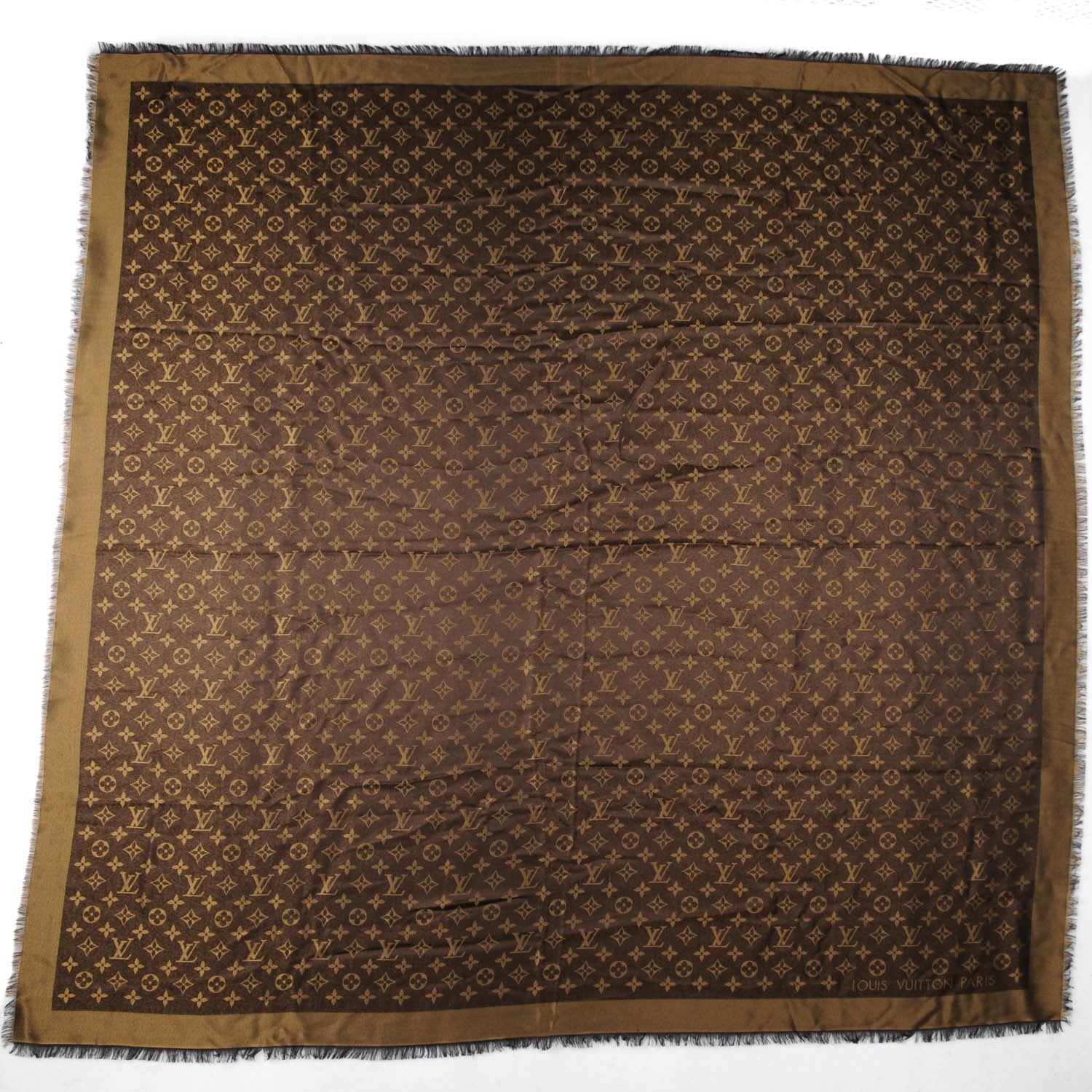 Louis Vuitton Silk Lurex Wool Monogram Shine Shawl Marron 3 of 5