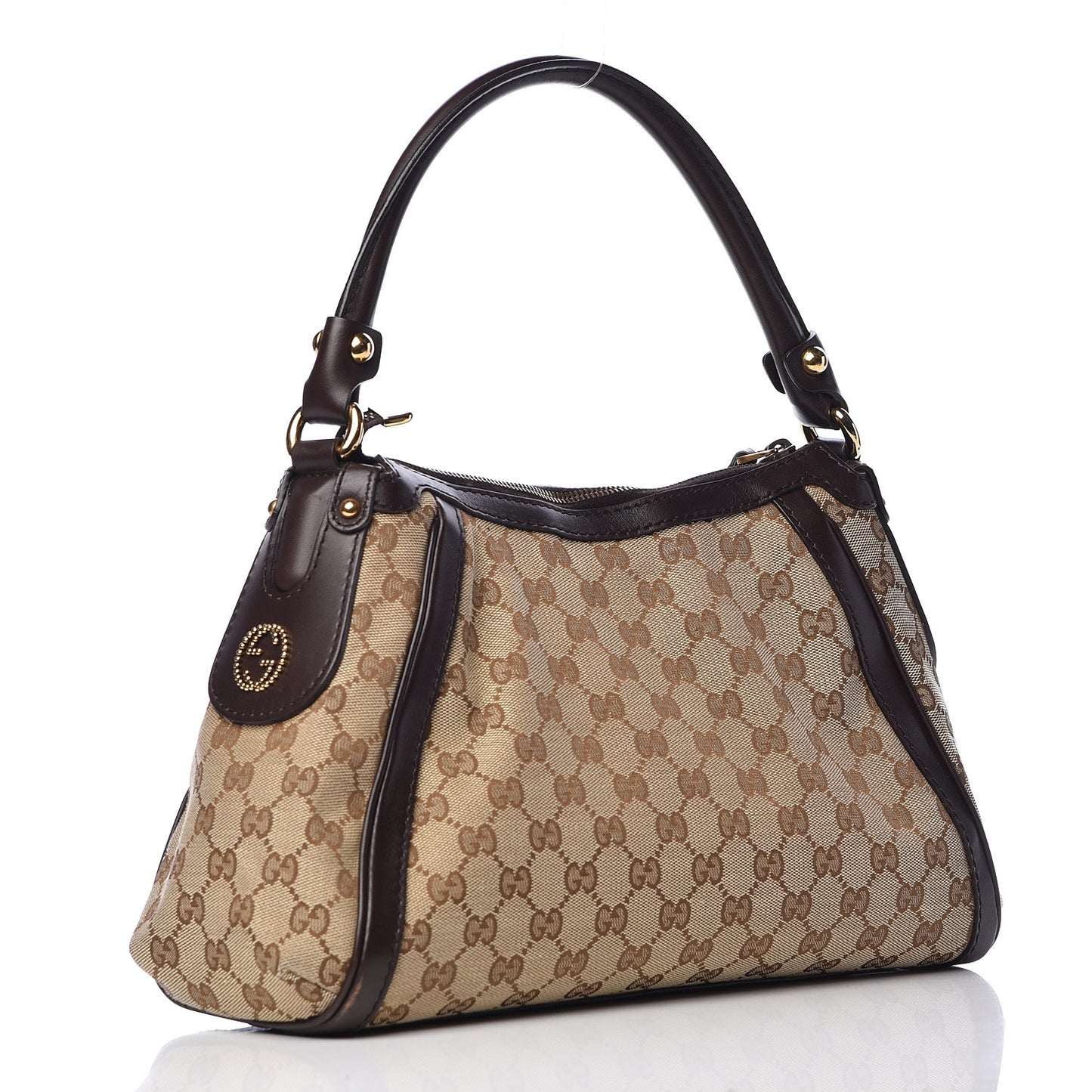 Monogram Small Scarlett Studded Interlocking G Hobo Dark Brown