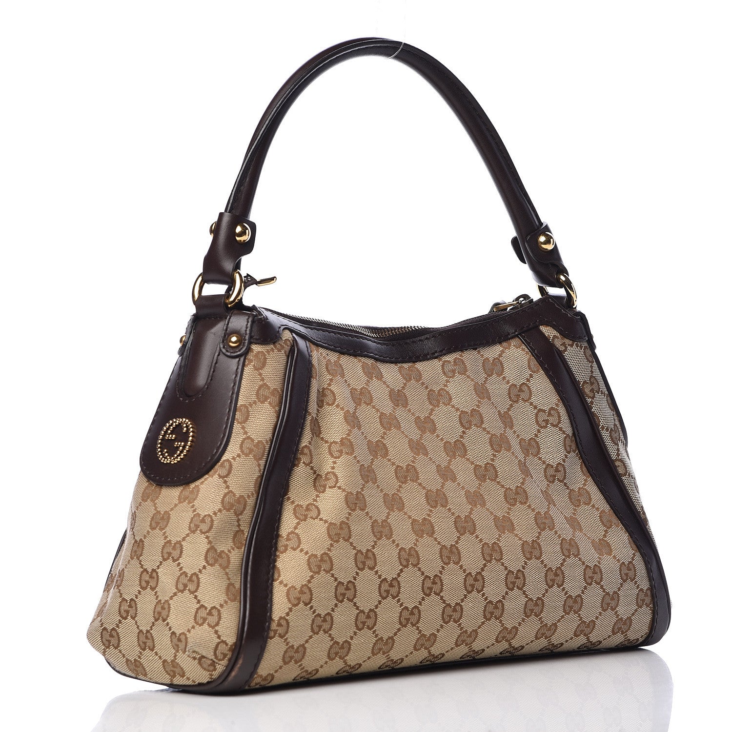 Gucci Monogram Small Scarlett Studded Interlocking G Hobo Dark Brown 3 of 18
