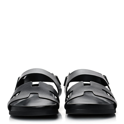 Hermes Calfskin Womens Takara Sandals 38.5 Black 2 of 11