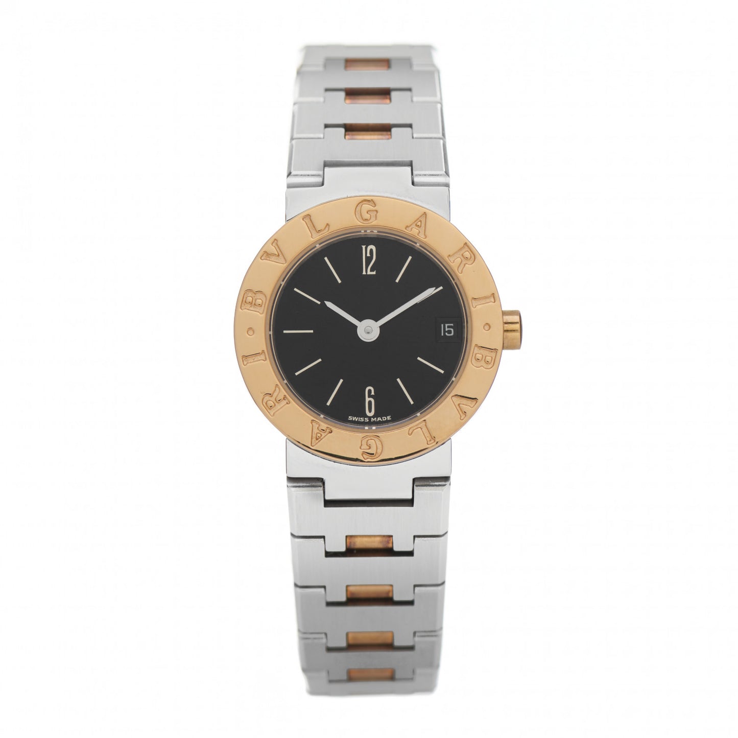 Stainless Steel 18K Yellow Gold 23mm Quartz Watch Black