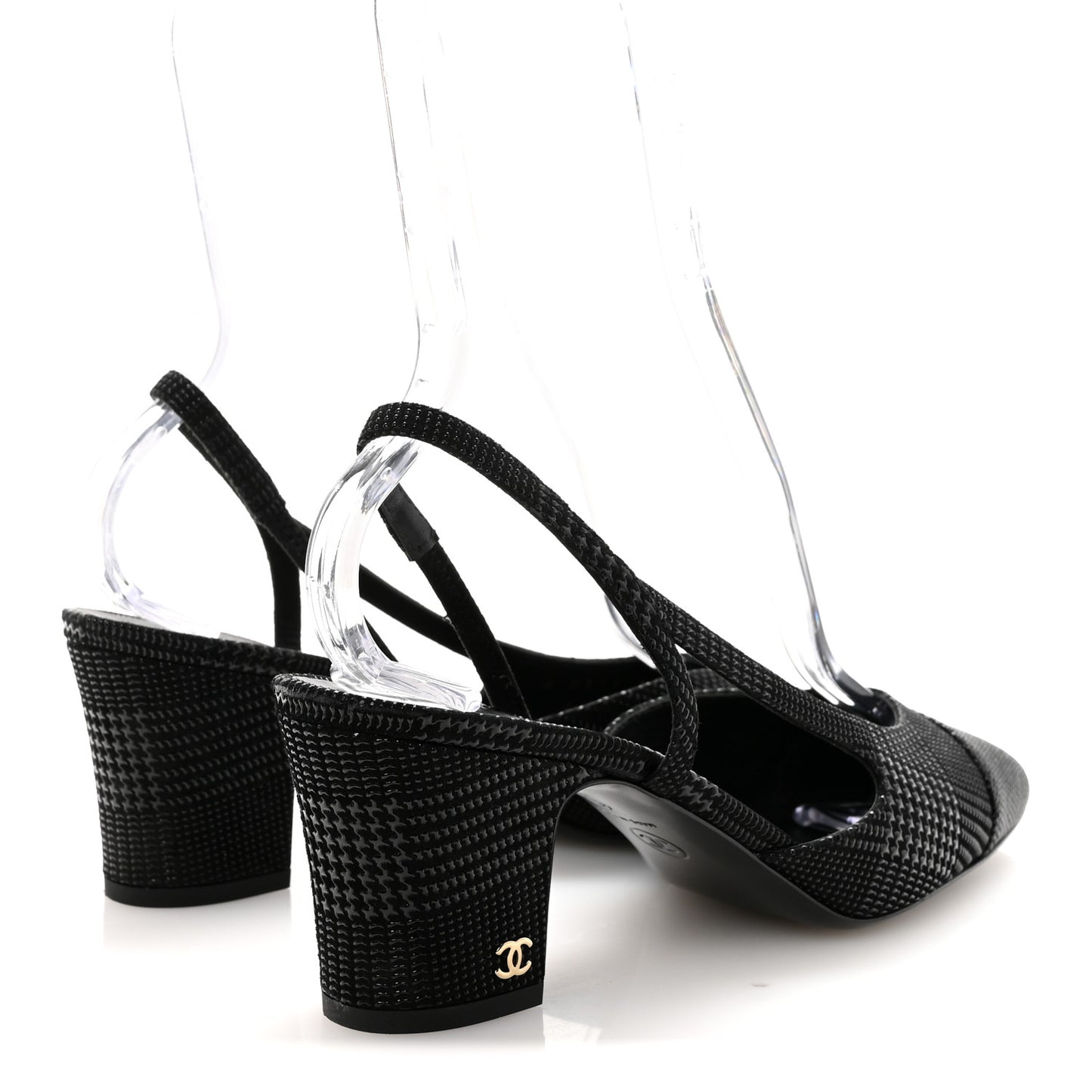 Suede Kidskin Cap Toe CC Slingback Pumps 40 Black