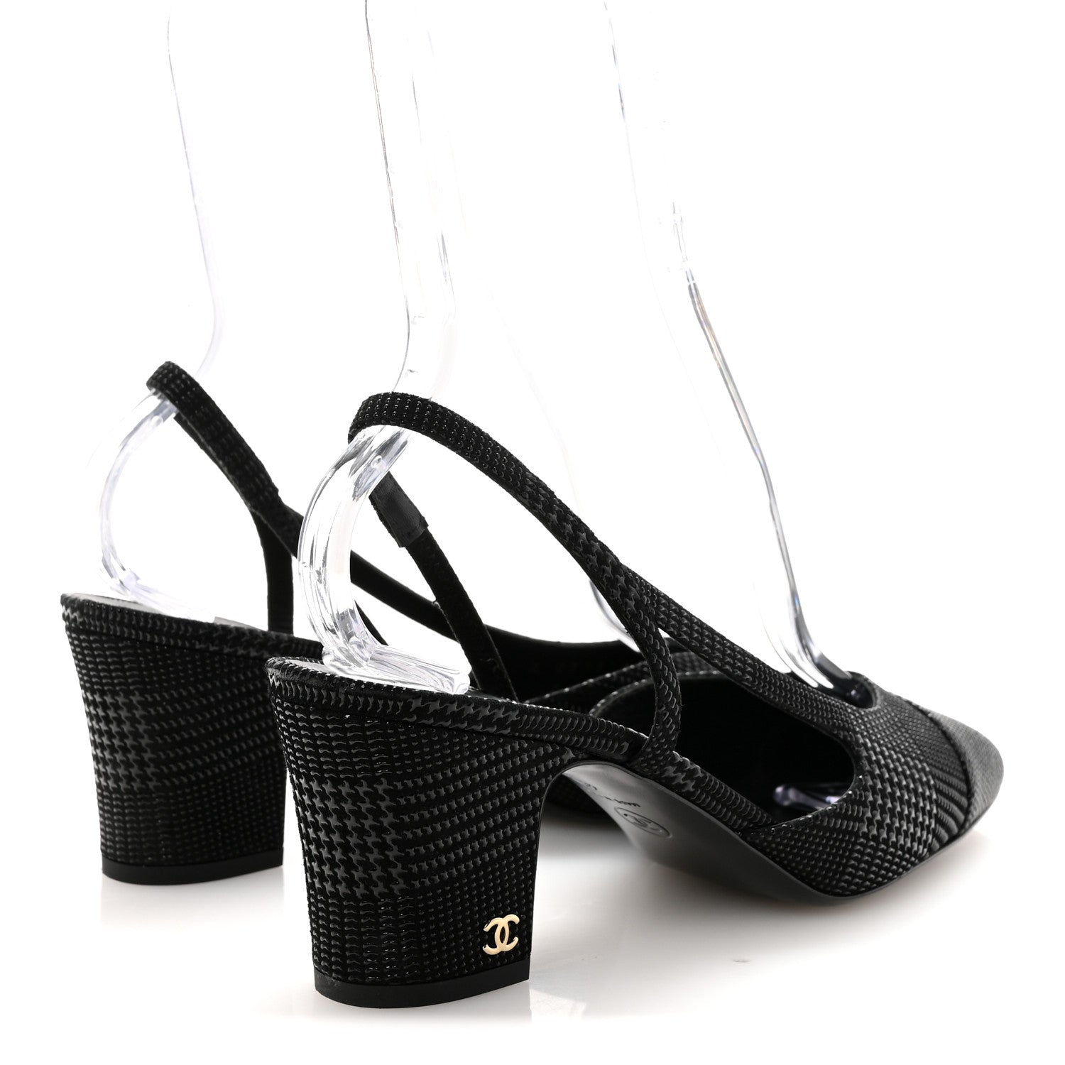 Chanel Suede Kidskin Cap Toe CC Slingback Pumps 40 Black 5 of 9