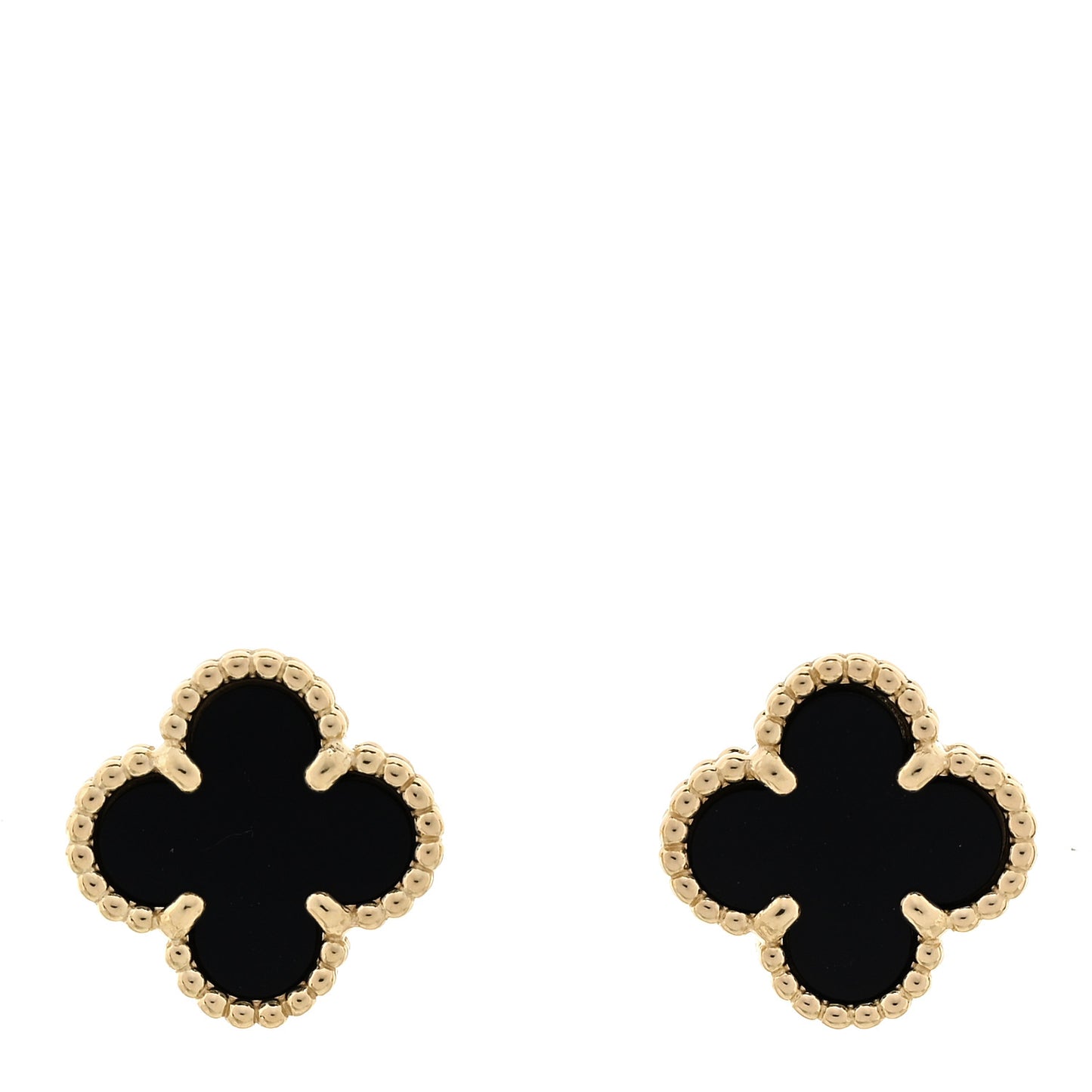 18K Yellow Gold Black Onyx Sweet Alhambra Earrings