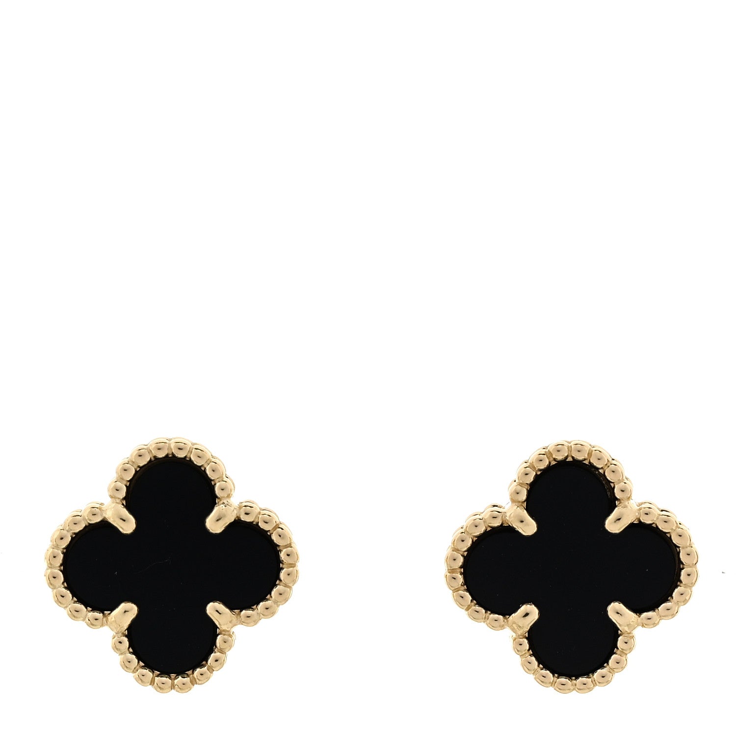 Van Cleef & Arpels 18K Yellow Gold Black Onyx Sweet Alhambra Earrings 1 of 5