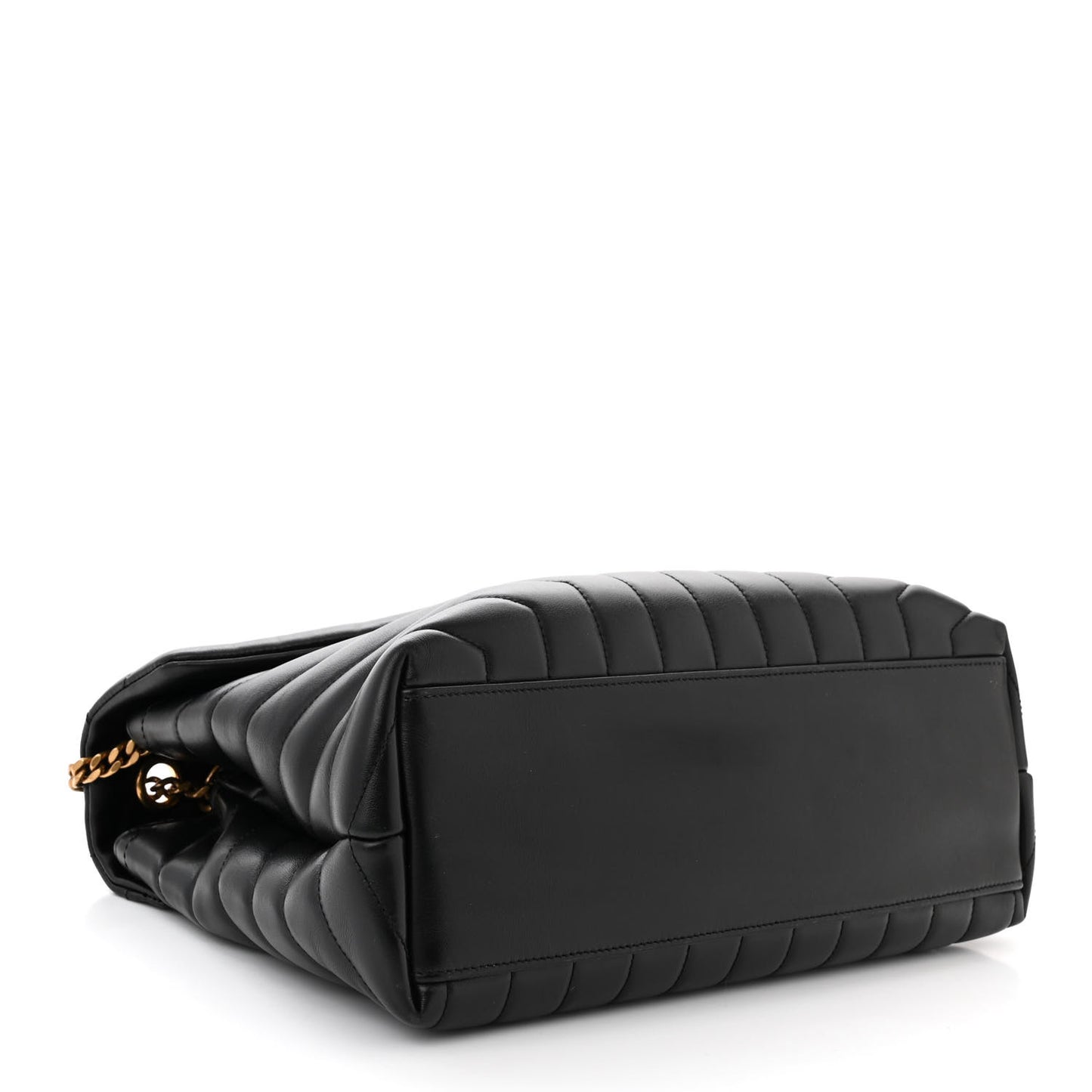Calfskin Y Quilted Monogram Medium Loulou Chain Satchel Black