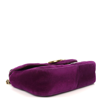 Gucci Velvet Matelasse Mini GG Marmont Shoulder Bag Fuchsia Violet Cyclamen 4 of 12