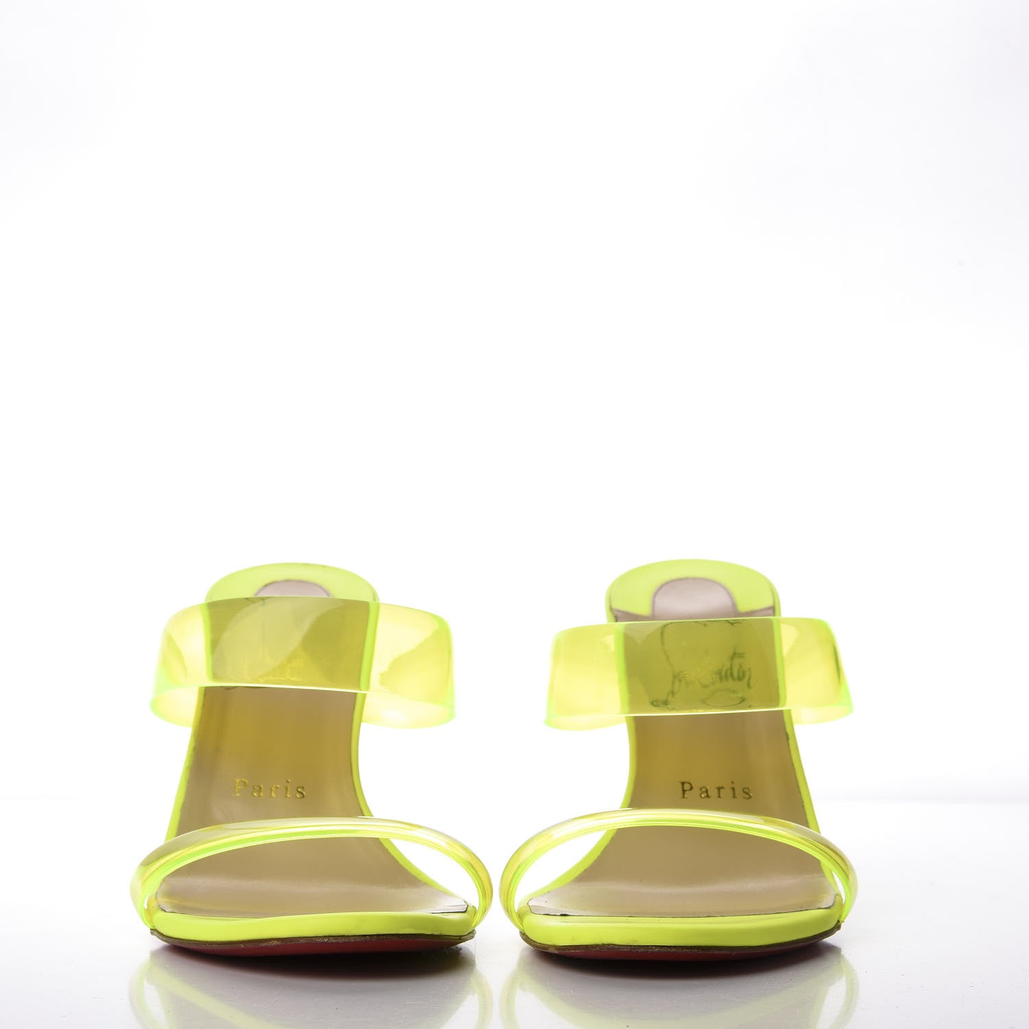Christian Louboutin PVC Ovida 85 Slide Sandals 38.5 Yellow 3 of 9