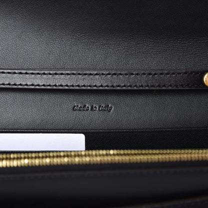 Celine Ostrich Leg Calfskin Suede Clutch on a Chain Black 6 of 8