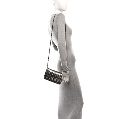 Chanel Metallic Striped Calfskin Reissue Wallet On Chain WOC Silver 2 of 11