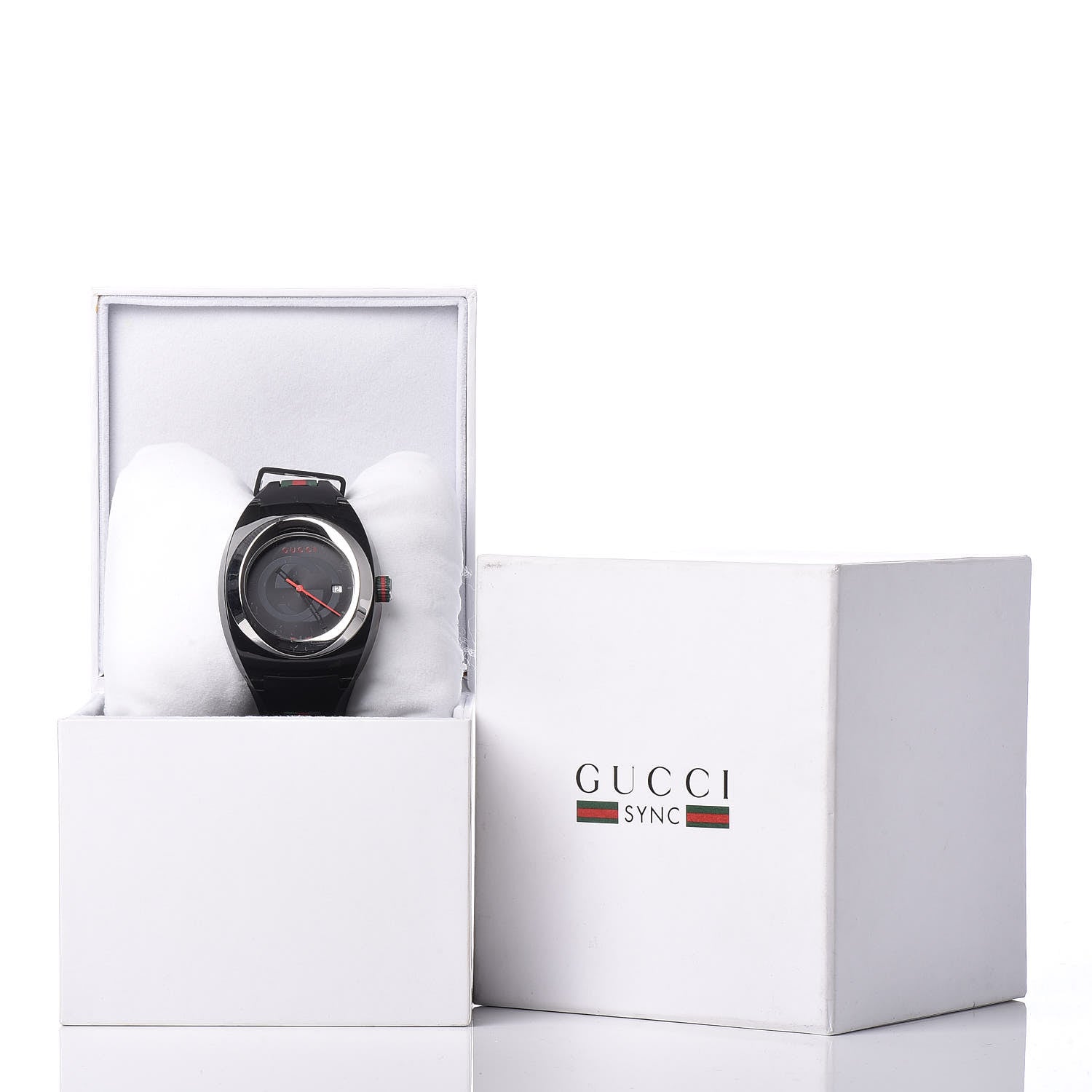 Gucci Stainless Steel Rubber 46mm Sync Web Quartz Watch Black 8 of 8