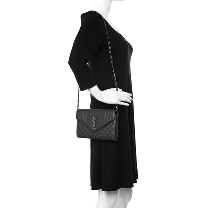 Saint Laurent Sheepskin Tri-Quilt Monogram Envelope Chain Wallet Earth 2 of 11