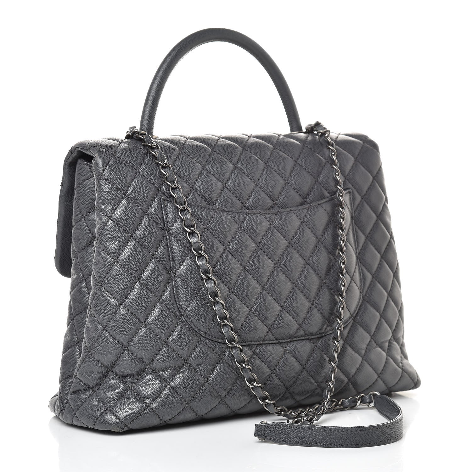 Chanel Caviar Quilted Large Coco Handle Flap Grey 3 of 15
