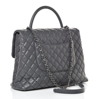 Chanel Caviar Quilted Large Coco Handle Flap Grey 3 of 15