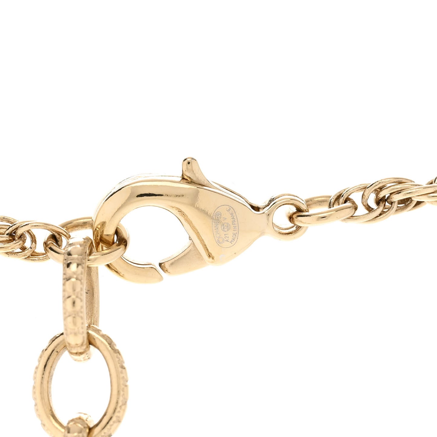 Pearl CC Round Pendant Necklace Gold