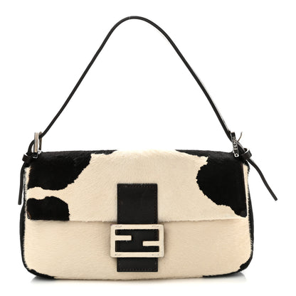 Fendi Calf Hair Cow Print Baguette Black White 1 of 10