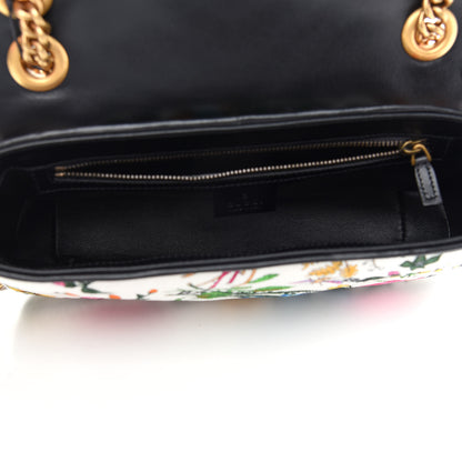 Gucci X BALENCIAGA Canvas Flora Logo Print Diagonal Matelasse Small GG Marmont Shoulder Bag White 5 of 11