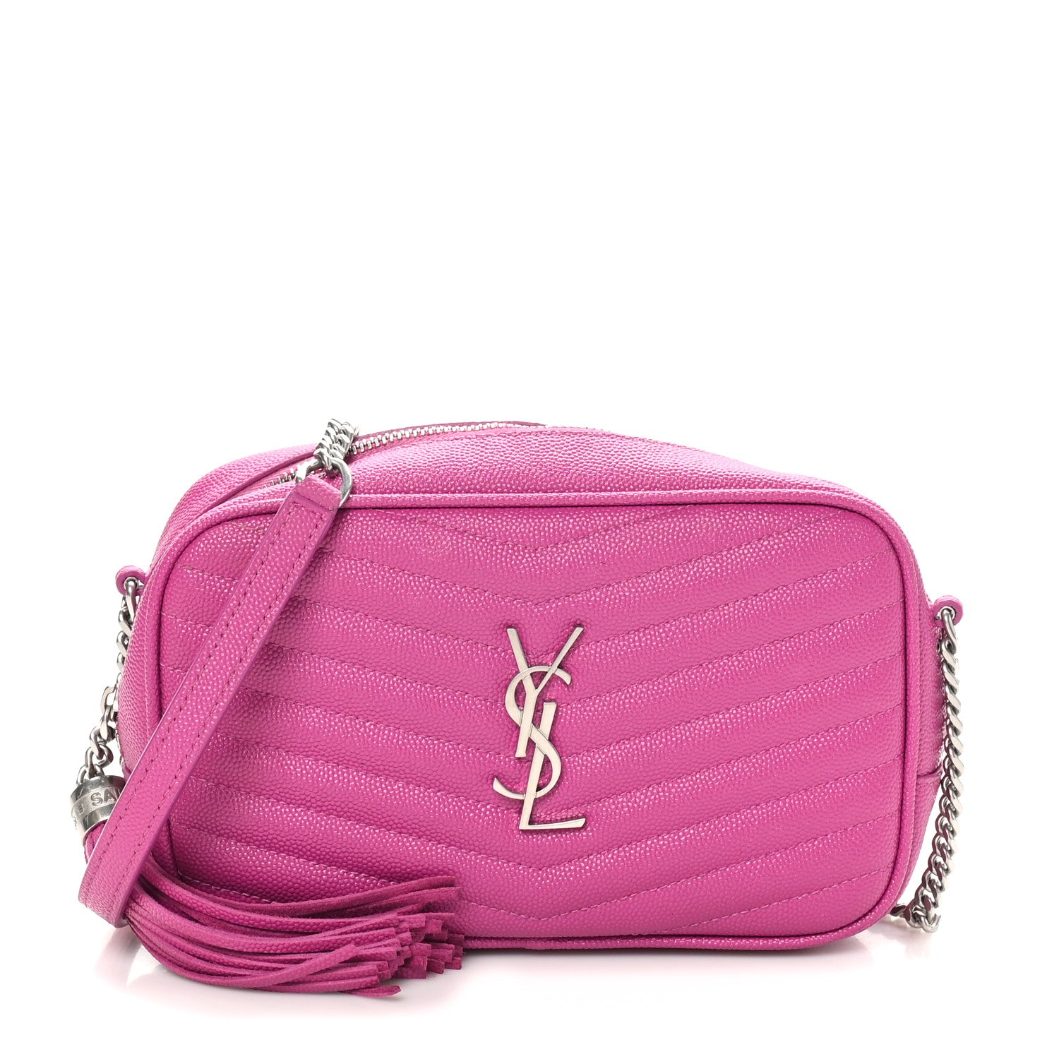 Saint Laurent Grain De Poudre Matelasse Monogram Mini Lou Camera Bag Fuxia Electrique 1 of 10