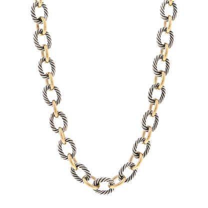 David Yurman Sterling Silver 18K Yellow Gold 12mm Large Oval Link Necklace 1 of 5