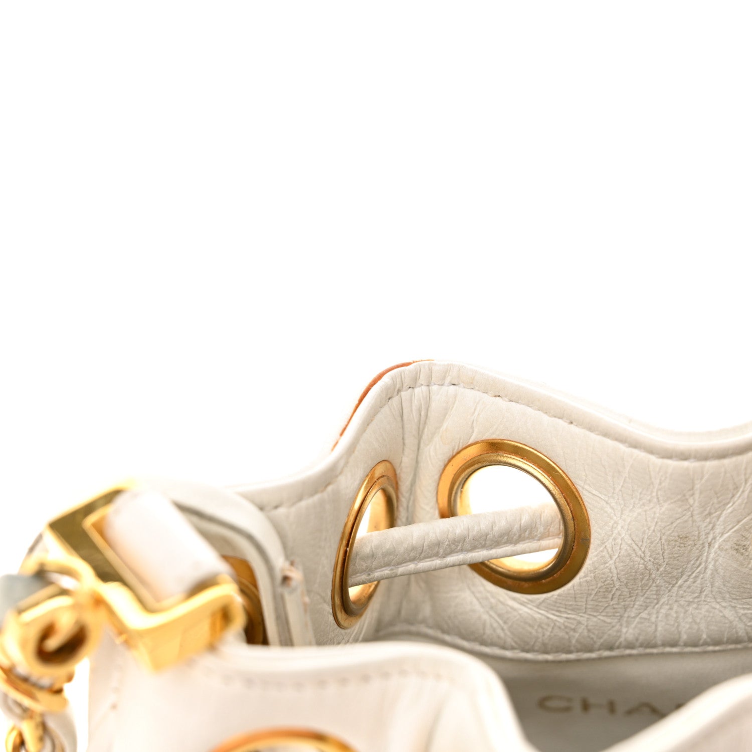 Chanel Lambskin CC Drawstring Bucket Bag White 18 of 20