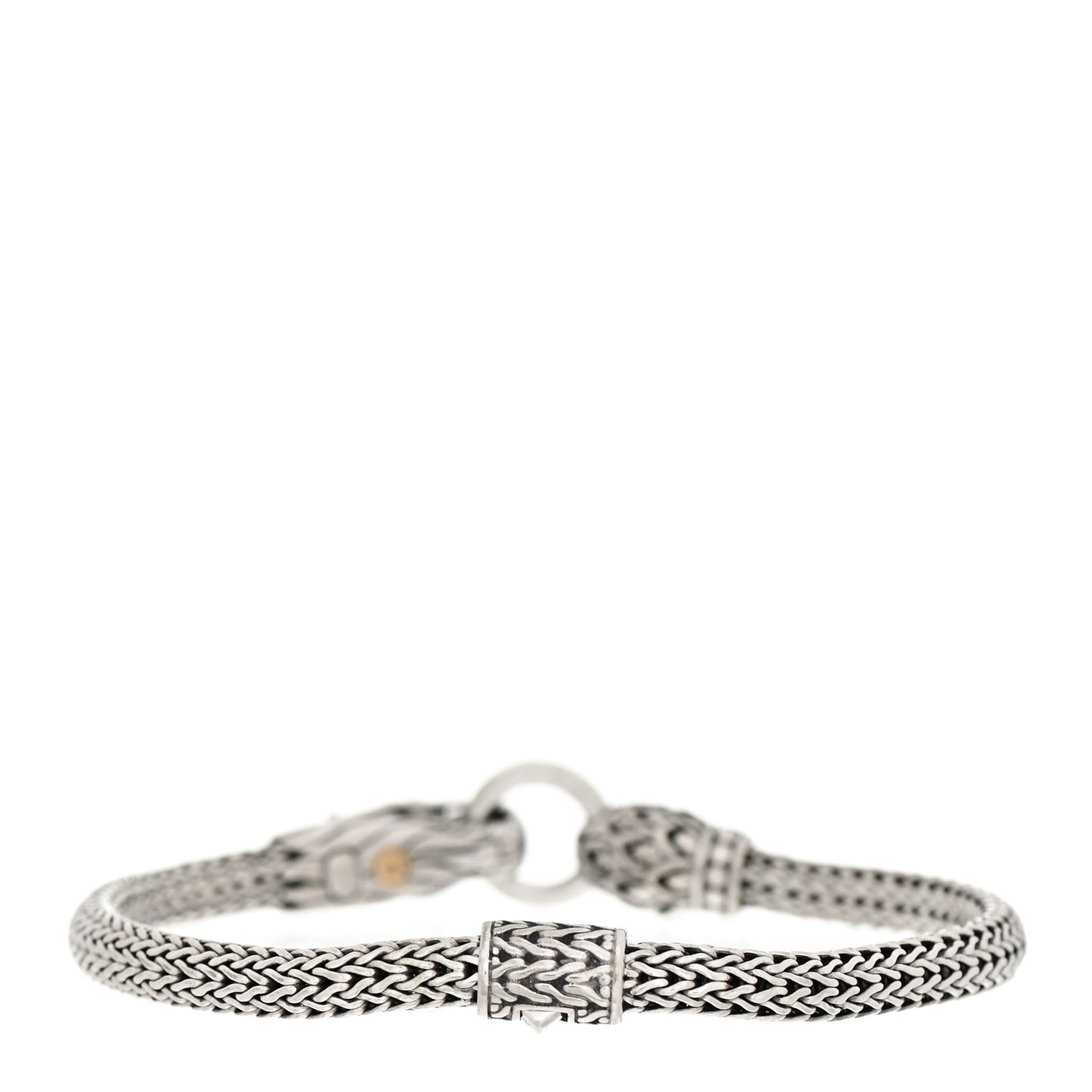Sterling Silver 18K Yellow Gold 5mm Naga Dragon Station Bracelet