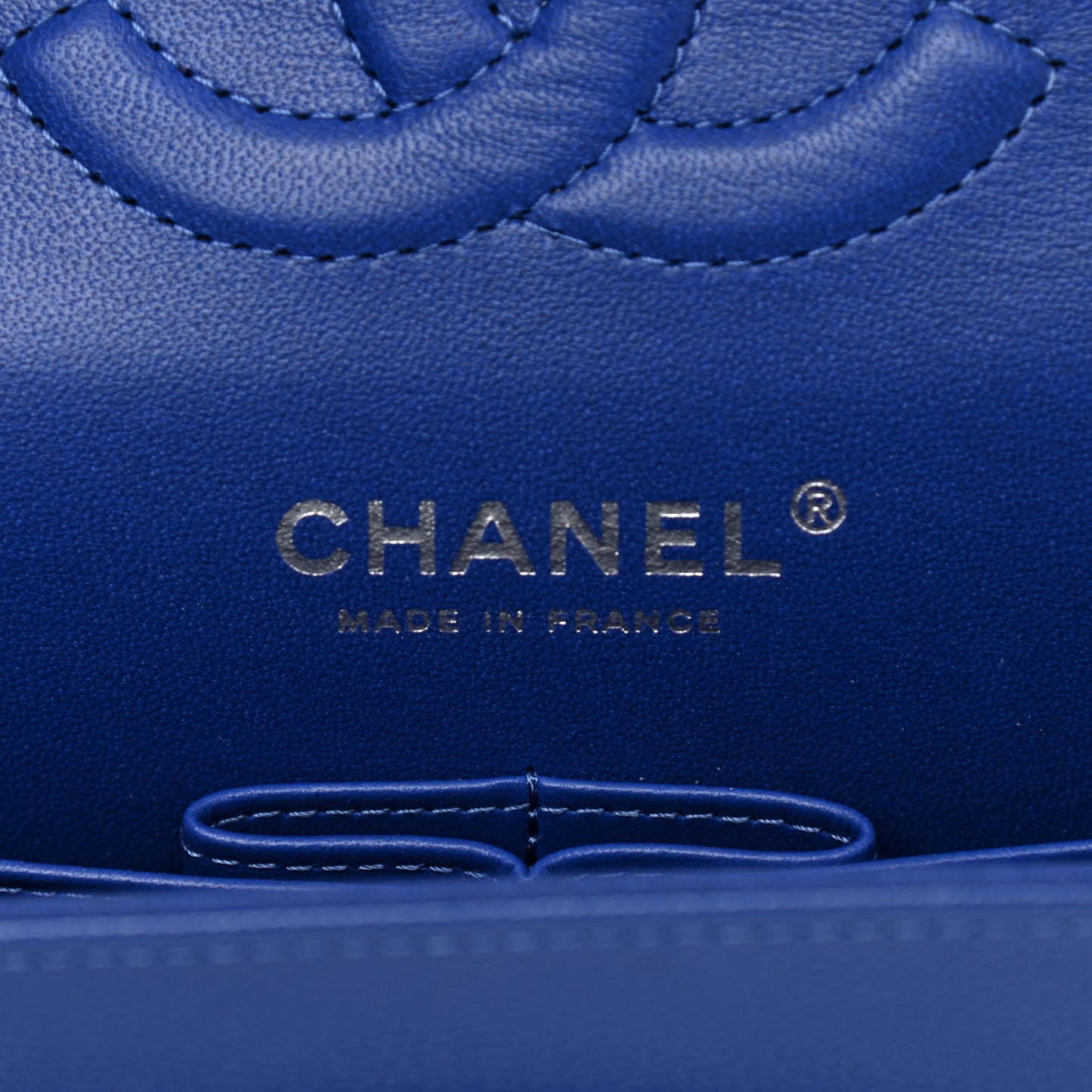 Caviar Quilted Medium Double Flap Blue