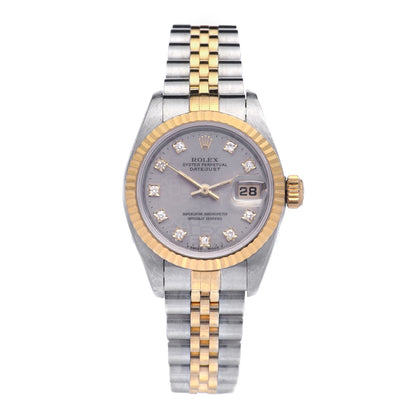 Rolex Stainless Steel 18K Yellow Gold Diamond 26mm Oyster Perpetual Datejust Watch Silver Jubilee 69173 1 of 5