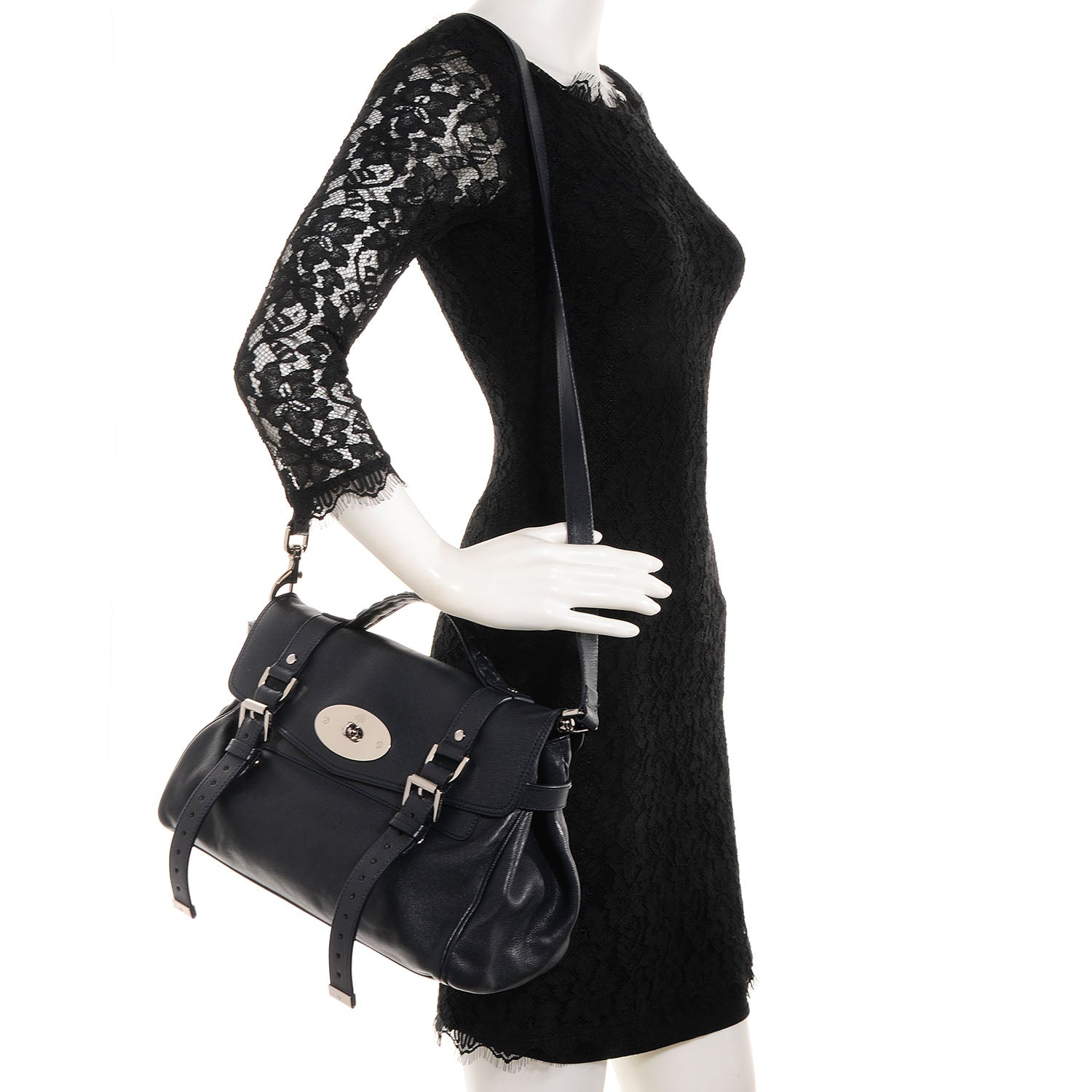 Mulberry Polished Buffalo Alexa Satchel Midnight Blue 2 of 13
