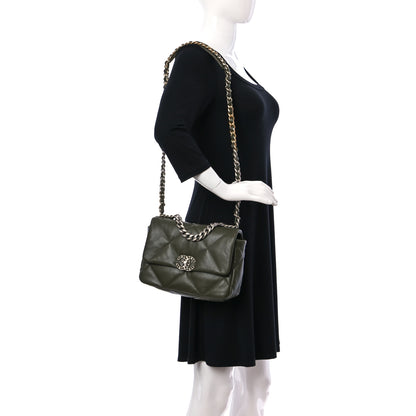 Chanel Lambskin Quilted Medium Chanel 19 Flap Khaki 2 of 9