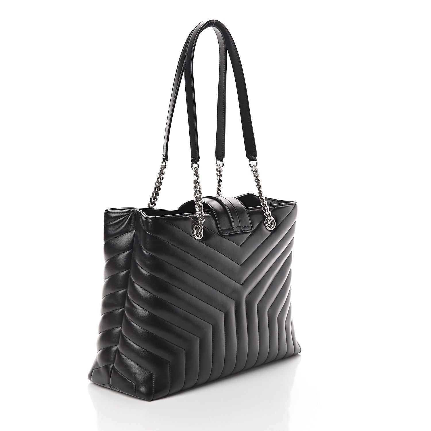 Saint Laurent Calfskin Y Quilted Monogram Large Loulou Shopper Black 2 of 9