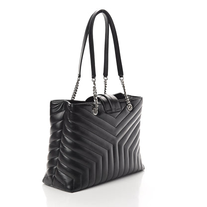 Saint Laurent Calfskin Y Quilted Monogram Large Loulou Shopper Black 2 of 9