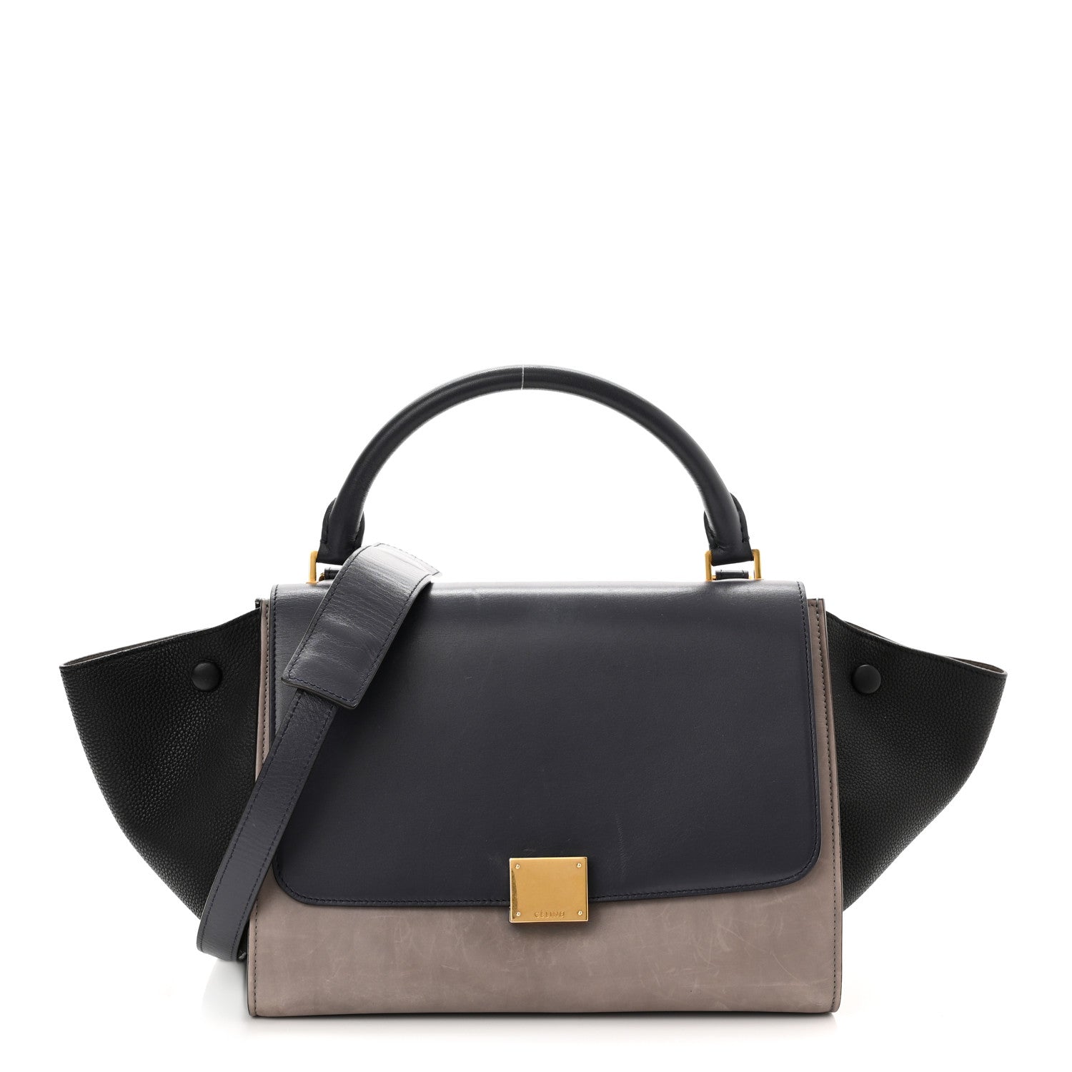 Celine Smooth Calfskin Small Trapeze Dark Blue 1 of 12