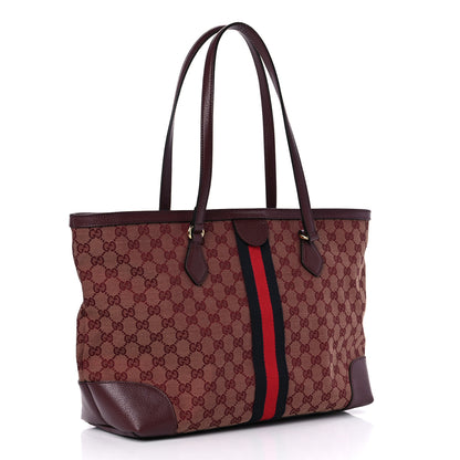Gucci Monogram Textured Dollar Calfskin Web Medium Ophidia Shopping Tote Sahara Rubino Chardonnay 3 of 10