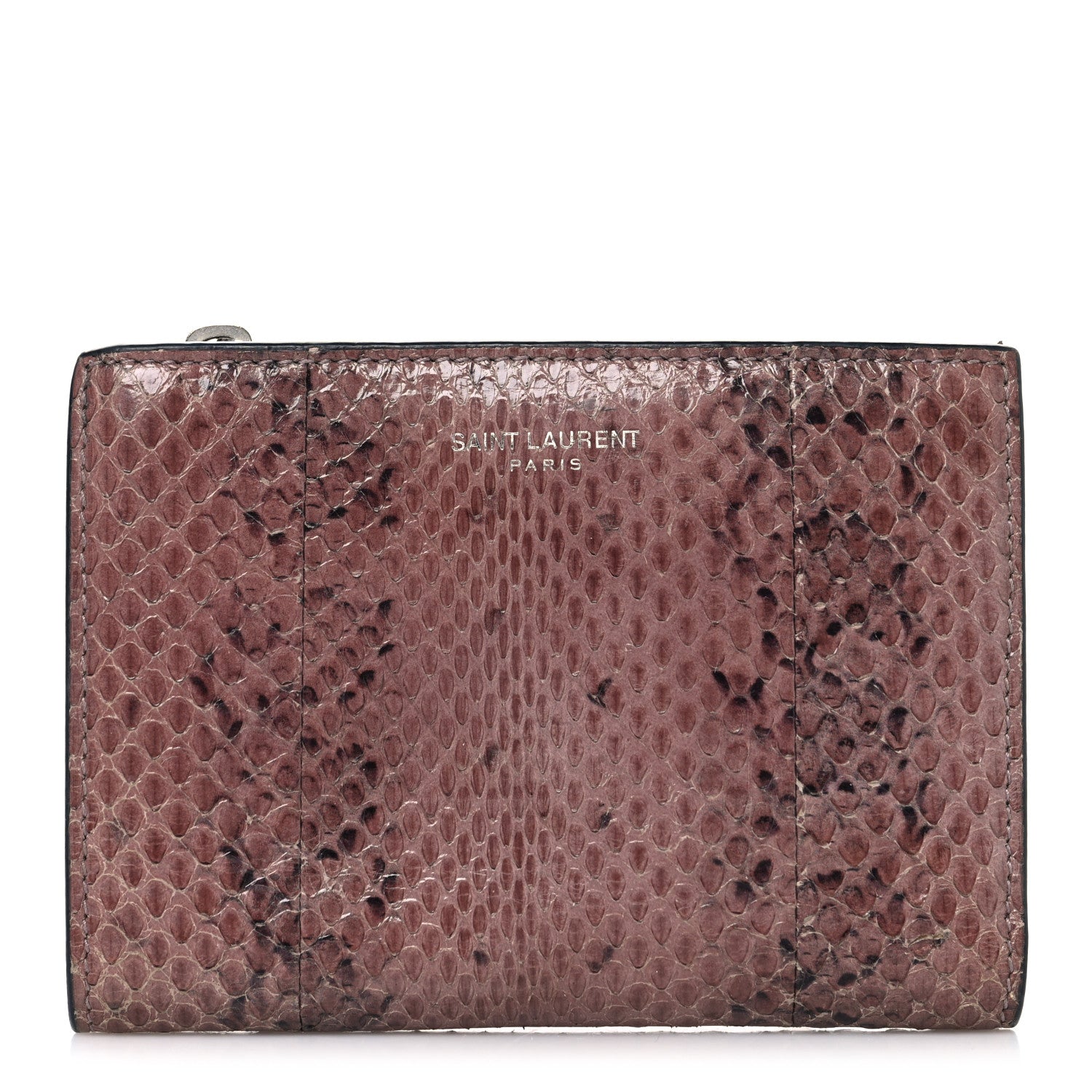Saint Laurent Lacquer Ayers Fragments Bi-Fold Zipped Wallet  Rose Brown 1 of 10