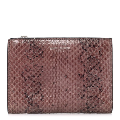 Saint Laurent Lacquer Ayers Fragments Bi-Fold Zipped Wallet  Rose Brown 1 of 10