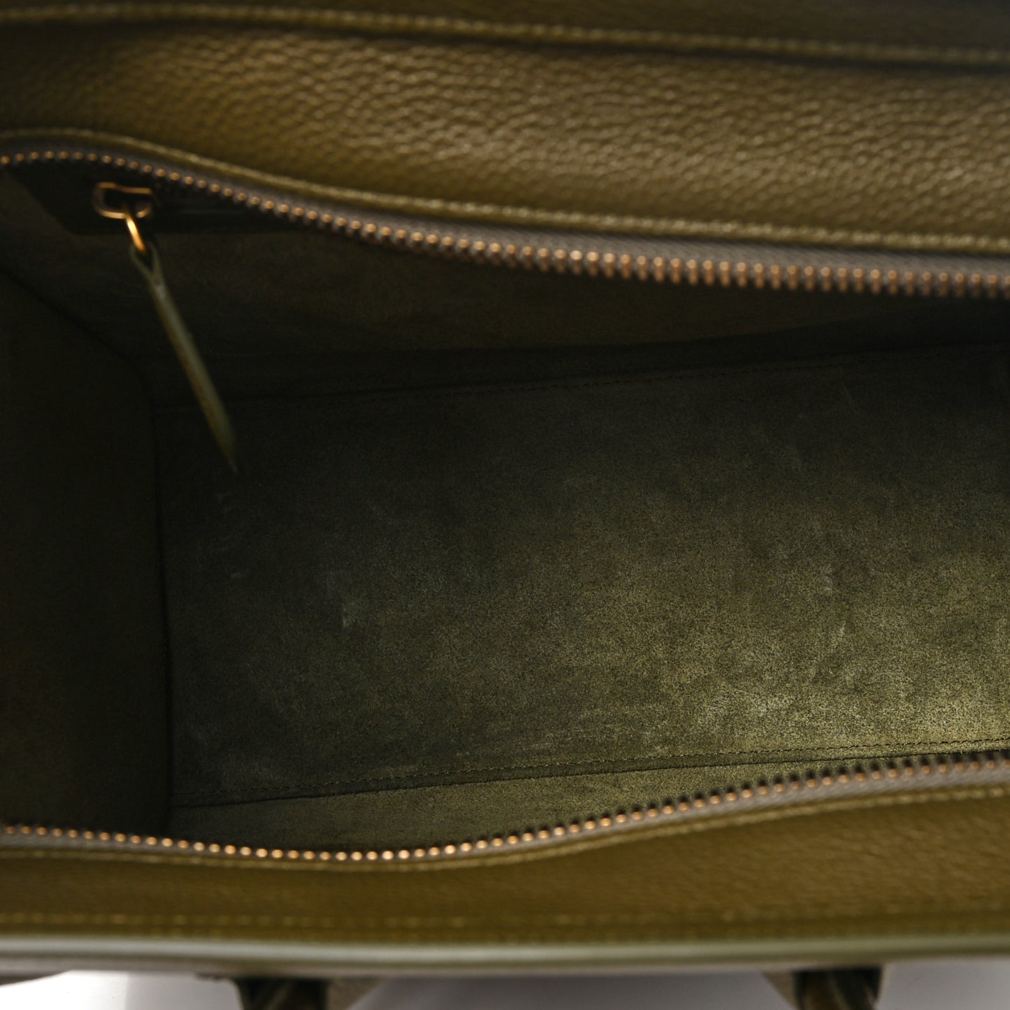 Drummed Calfskin Micro Luggage Dark Olive