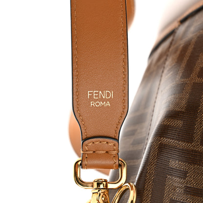 Fendi Glazed Fabric Vitello Grace F is Fendi FF 1974 Stamp Patch Grande Mon Tresor Bucket Bag Mogano Panna Nocciola 6 of 10