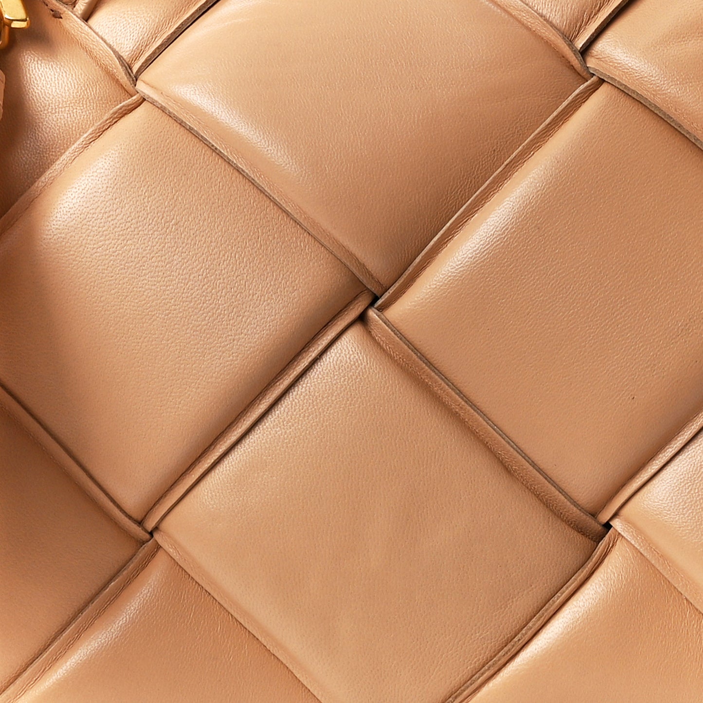 Nappa Intreccio Padded Top Handle Shoulder Bag Almond